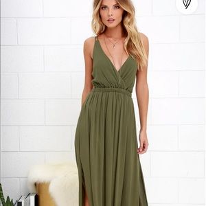 Lulus Lost in Paradise Olive Green Maxi Dress
